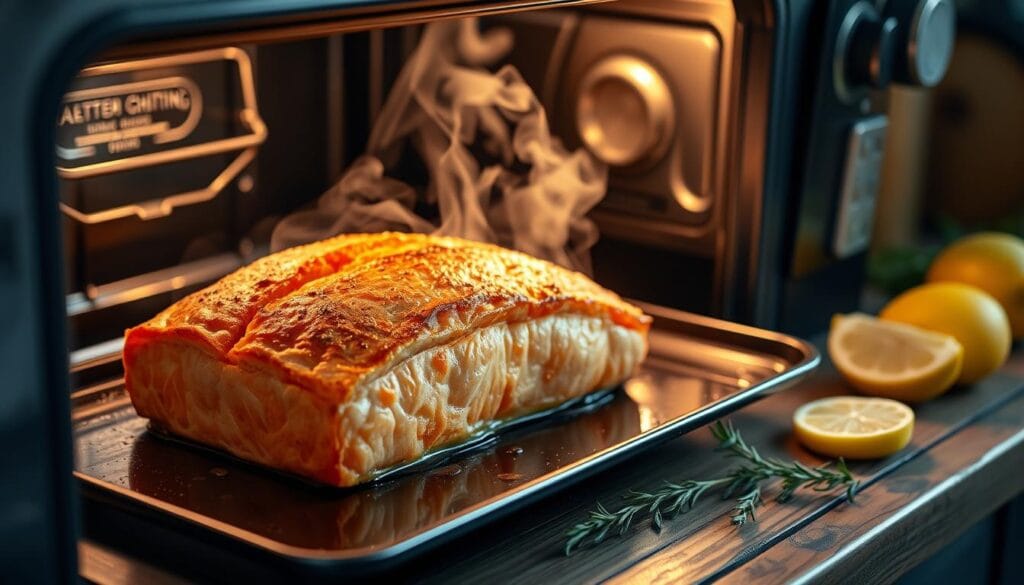 Reheating Salmon Loaf "A freshly baked salmon loaf served with a side of vegetables."