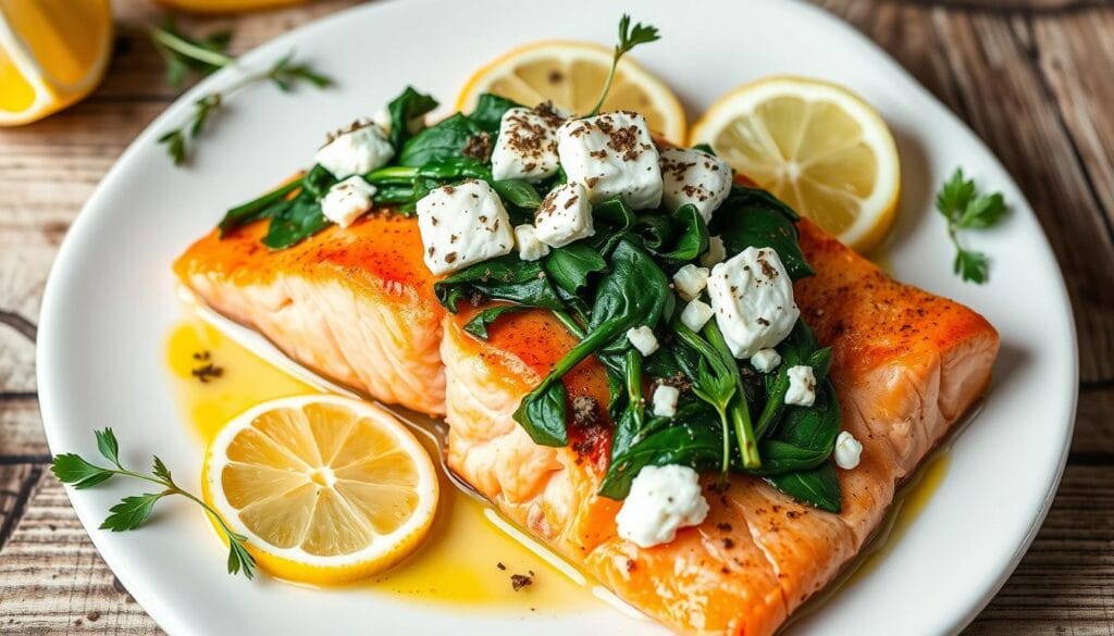 Spinach and Feta Stuffed Salmon Spinach and Feta Stuffed Salmon