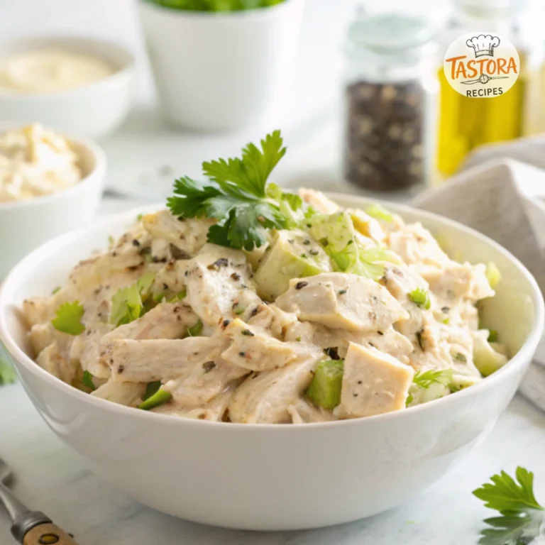A nutrition facts infographic displaying the calorie, protein, fat, and carbohydrate content of Costco chicken salad per serving.